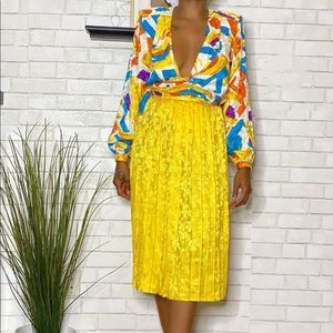 Vintage Argenti Yellow/Multicolored Skirt Set